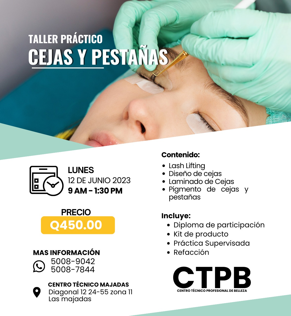 Taller práctico cejas y pestañas Junio 2023 Guatemala